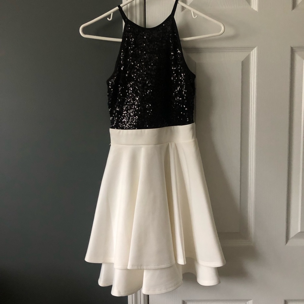 black and white dress